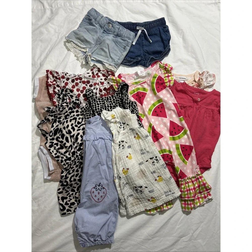 Baby Girl 12 Mo Summer Lot Of 10 Carters Cat &Jack CK Mudpie And More B145